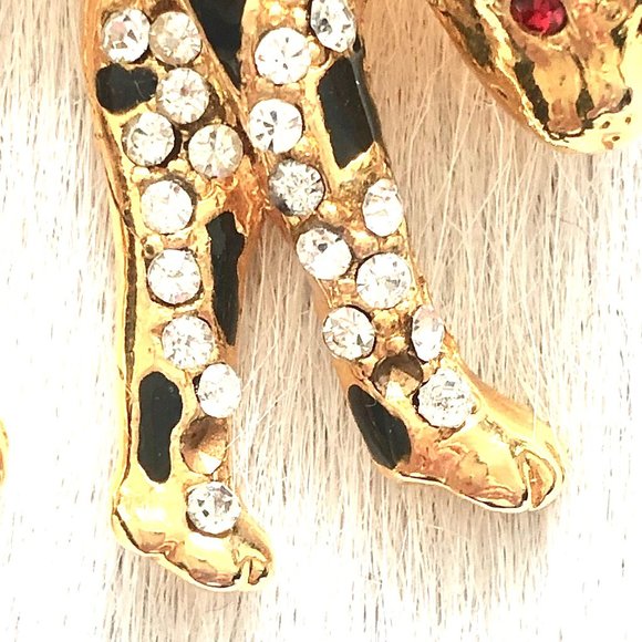HP🎉 Vintage Leopard Rhinestone Brooch Pin - Picture 4 of 6